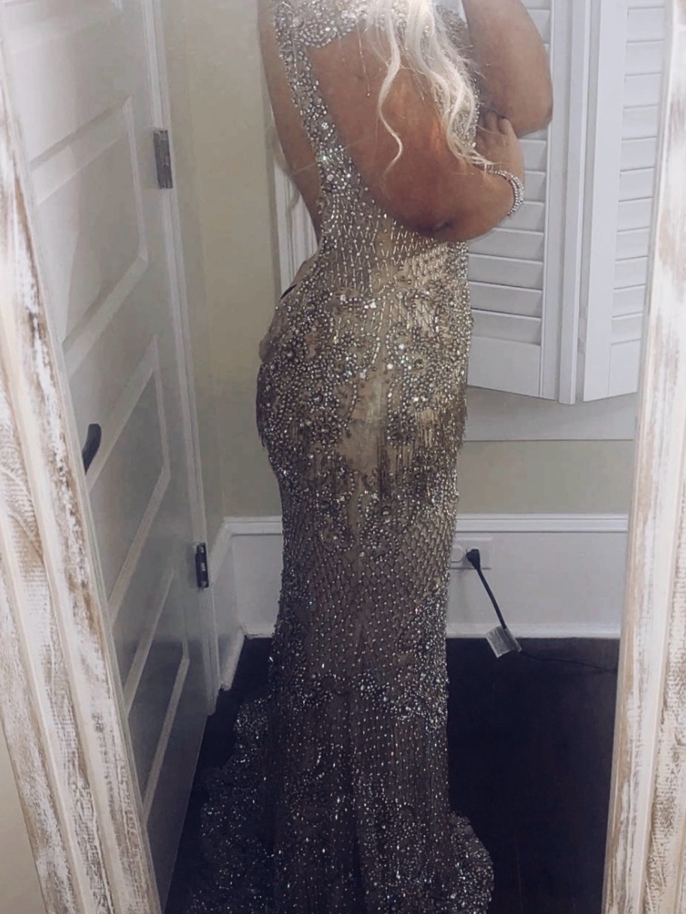 Mac Duggal Gold Beaded Mermaid Prom Gown
